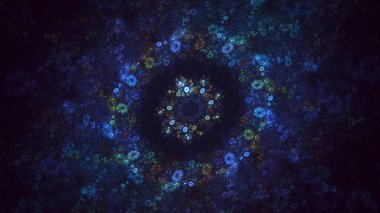 3D, soyut çok renkli teknoloji fraktal ışık arkaplanı oluşturuluyor