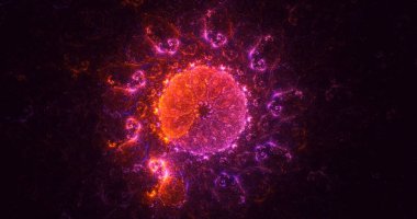 3D, soyut çok renkli teknoloji fraktal ışık arkaplanı oluşturuluyor