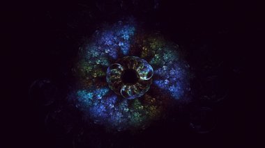 3D, soyut çok renkli teknoloji fraktal ışık arkaplanı oluşturuluyor