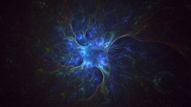 Soyut çok renkli fraktal ışık arkaplanı 3B görüntüleme