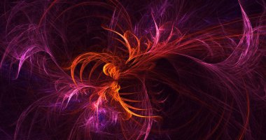 Soyut çok renkli fraktal ışık arkaplanı 3B görüntüleme