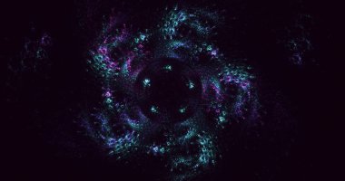 3D, soyut çok renkli teknoloji fraktal ışık arkaplanı oluşturuluyor