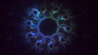 3D, soyut çok renkli teknoloji fraktal ışık arkaplanı oluşturuluyor