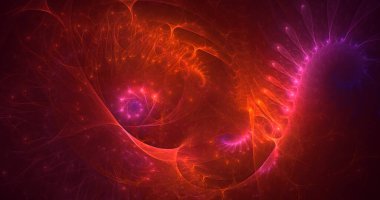 Soyut çok renkli fraktal ışık arkaplanı 3B görüntüleme