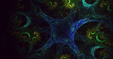 Soyut çok renkli fraktal ışık arkaplanı 3B görüntüleme