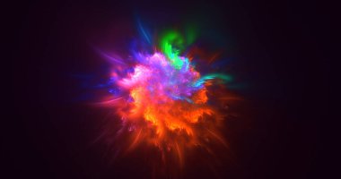 Soyut çok renkli fraktal ışık arkaplanı 3B görüntüleme
