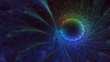 3D, soyut çok renkli teknoloji fraktal ışık arkaplanı oluşturuluyor