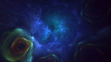 3D, soyut çok renkli teknoloji fraktal ışık arkaplanı oluşturuluyor
