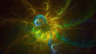 Soyut çok renkli fraktal ışık arkaplanı 3B görüntüleme