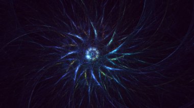 3D, soyut çok renkli teknoloji fraktal ışık arkaplanı oluşturuluyor