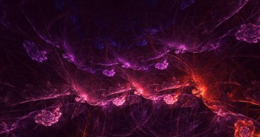 Soyut çok renkli fraktal ışık arkaplanı 3B görüntüleme