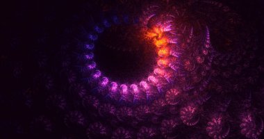 3D, soyut çok renkli teknoloji fraktal ışık arkaplanı oluşturuluyor