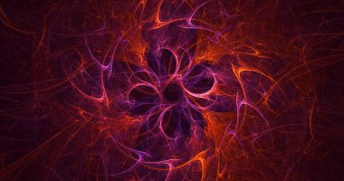 3D, soyut çok renkli teknoloji fraktal ışık arkaplanı oluşturuluyor