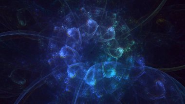 Soyut çok renkli fraktal ışık arkaplanı 3B görüntüleme