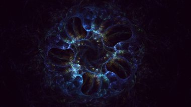 3D, soyut çok renkli teknoloji fraktal ışık arkaplanı oluşturuluyor