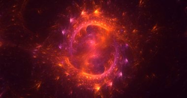 Soyut kırmızı fraktal ışık arkaplanı 3 boyutlu oluşturuluyor