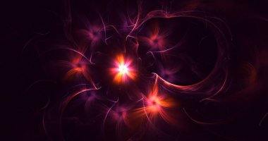 Soyut çok renkli fraktal ışık arkaplanı 3B görüntüleme
