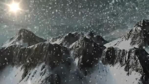 Queda de neve nas montanhas - componentes individuais — Vídeo de Stock