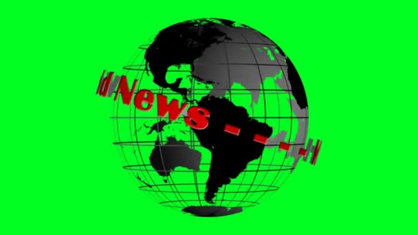 World news lettering y globo giratorio — Vídeos de Stock