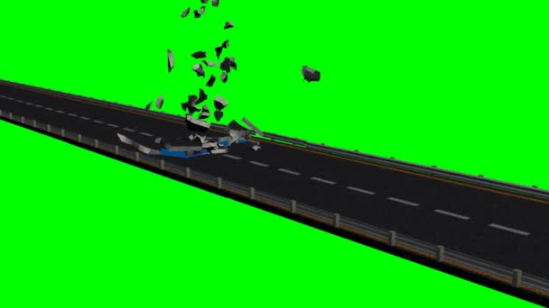 Distruzione stradale - schermo verde — Video Stock