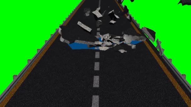 Distruzione stradale - schermo verde — Video Stock
