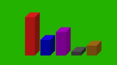 animasyonlu 3d çubuk grafik - farklı renkler - yeşil ekran