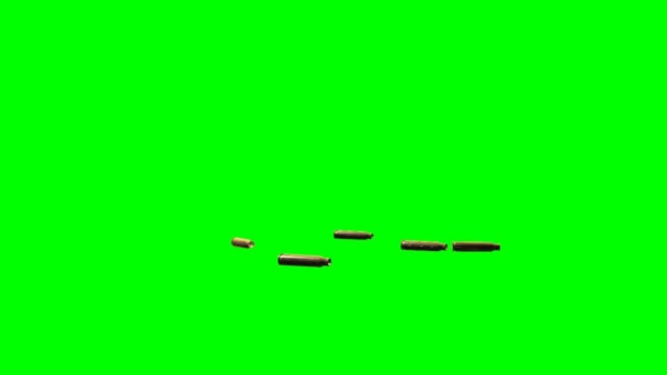 Conchas de bala cayendo en el suelo - pantalla verde — Vídeo de stock