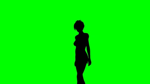 Frau am Strand - Silhouette - grüne Leinwand — Stockvideo