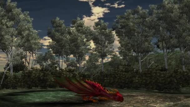 Анимация дракона - зеленый экран — стоковое видео