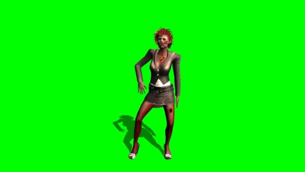 Zombie woman  the dancing dead - green screen — Stock Video