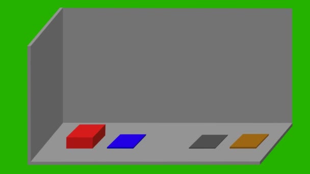 Animovaný 3d sloupcový graf - různé barvy - zelená obrazovka — Stock video