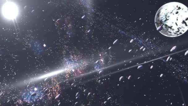 Vol à travers le champ d'astéroïdes - écran vert 