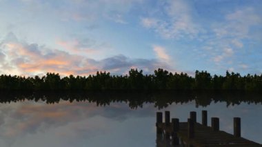 Gölde günbatımında rıhtım