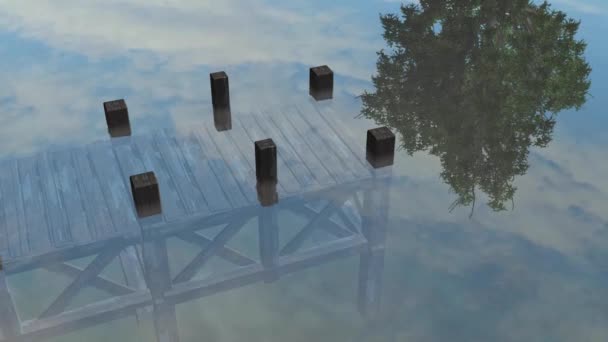 Dock au bord du lac au coucher du soleil — Video