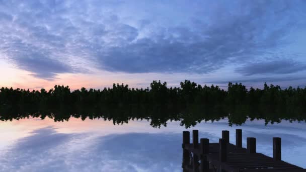 Doca no lago ao pôr do sol — Vídeo de Stock