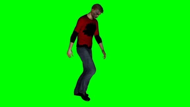 Zombie goes - green screen — Stock Video