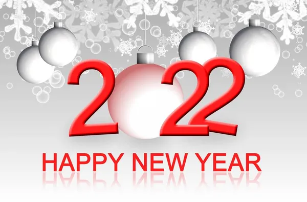 Feliz Año Nuevo 2022 Tarjeta Felicitación Rojo Con Reflejos Suelo — Foto de Stock