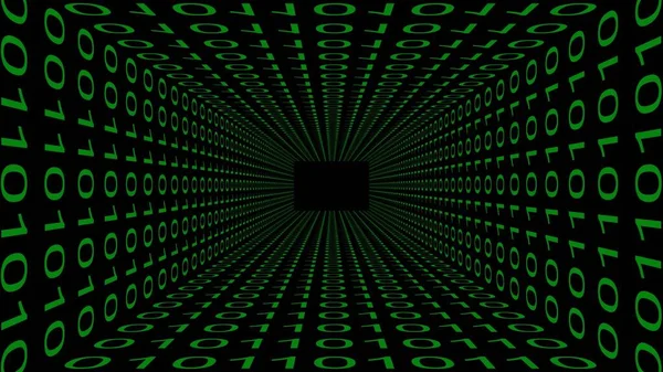 Абстрактний Цифровий Фон Зелений Двійковий Код Чорному Тлі Організований Тунельний — стокове фото