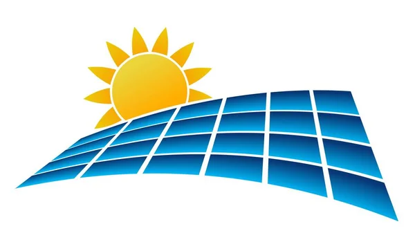 Zonnepaneel Zon Logo Template Bespaar Energie Groene Stroom Natuurlijke Elektriciteit — Stockfoto