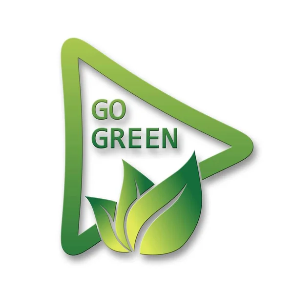 幾何学的フレームの緑の葉 白い背景に隔離された抽象的な生態学のロゴ 3Dイラスト — ストック写真