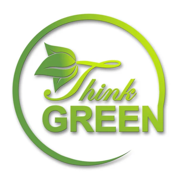 Logo Del Texto Think Green Concept Ecología Energía Verde Estilo — Foto de Stock