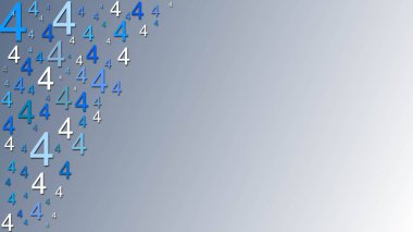 Metnin veya imzan için boşluk içeren tebrik kartı - mavinin farklı boyutları ve tonlarında 4 numaralı çoklu düzenleme - 3D Görüntü