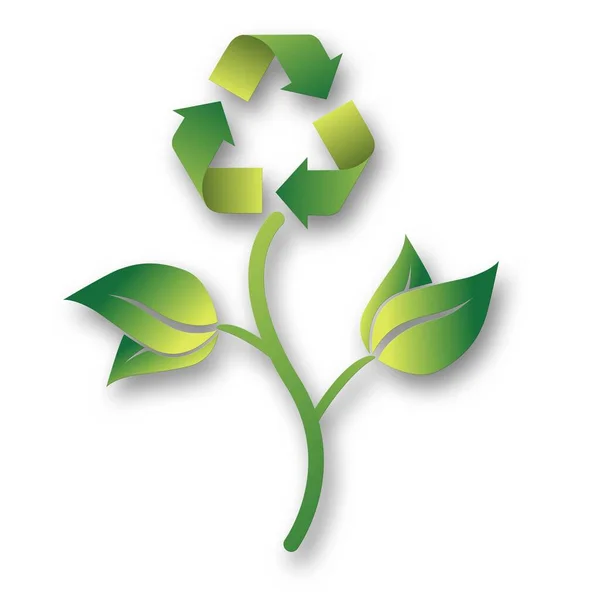 Recycling Symbol Green Leaves Isolated White Background Illustration — Stock Photo, Image