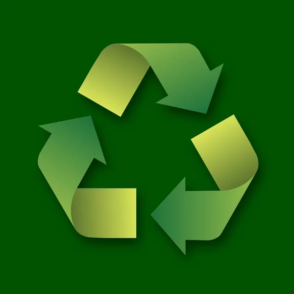 Símbolo Reciclagem Três Setas Verdes Dobradas Que Formam Triângulo Sobre — Fotografia de Stock