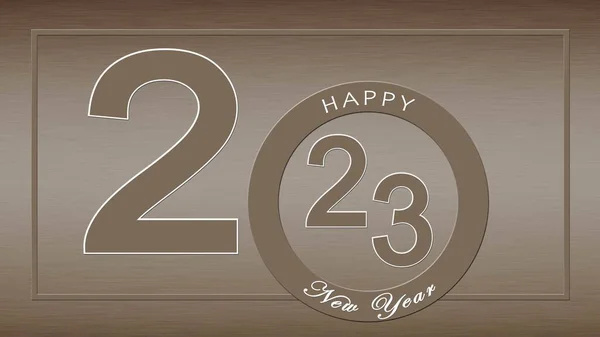 Happy New Year 2023 Lettering Frame Metallic Background Illustration — Stok fotoğraf