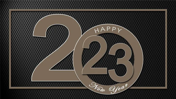 Happy New Year 2023 Lettering Frame Carbon Background Illustration — Stok fotoğraf