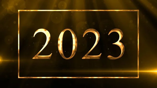 Year 2023 Gold Colour Luxury Background Golden Elements Illustration — Foto de Stock