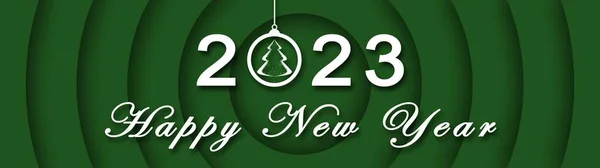 2023 Happy New Year Banner Green Background Illustration — Stok fotoğraf