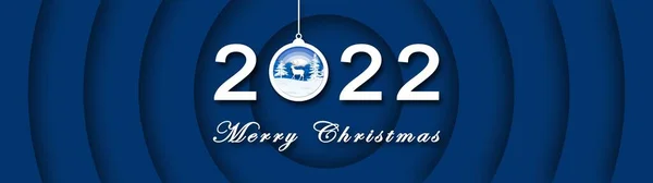 Merry Christmas 2022 Banner Blue Background Illustration — Photo