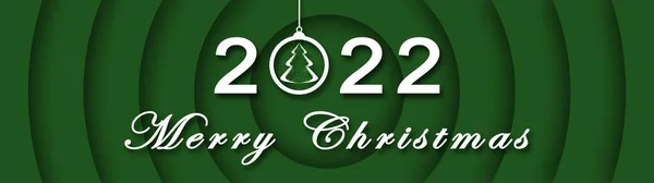 Merry Christmas 2022 Banner Green Background Illustration — Zdjęcie stockowe
